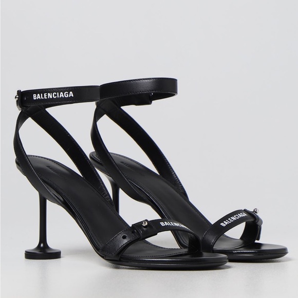 Balenciaga Afterhour Leather Logo Print Sandals - Picture 1 of 12
